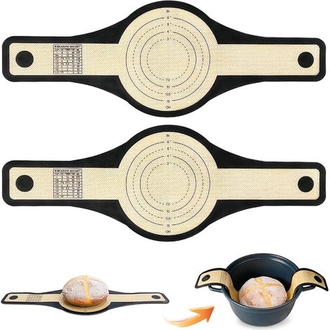 Lot de 2 Tapis de Cuisson en Silicone pour Four Hollandais, Élingues à Pain, Réutilisable Tapis Cuisson Silicone Pain, Conception à Longue Anse (1/5)