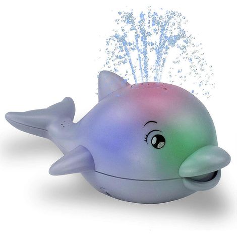 Baby-Badespielzeug, wasserfestes Strandspielzeug für Kinder mit LED-Licht, der sensorische Delfin zum Baden wird mit einem musikalischen Sprinkler für Kinder geliefert. (1/5)