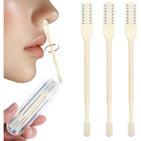 Recortador de vello nasal 2 en 1 de 50 piezas - Herramienta manual de depilación nasal giratoria de 360° - Recortador de vello nasal de doble cara para hombres y mujeres