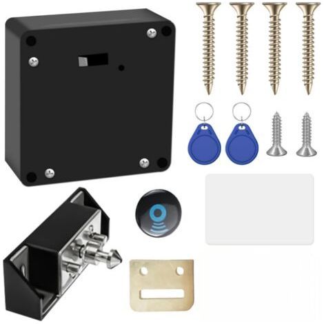 Smart NFC Furniture Cabinet Lock with 2 Keyfobs and 1 RFID Cards, Hidden, No Hole for Drawers, Lockers and Plants (1/4)