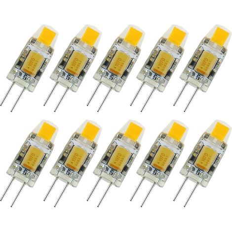 Lot de 10 ampoules LED G4 12 V AC/DC COB Ampoule LED 3 W Blanc chaud R Angle de faisceau 360 [Classe énergétique A+]
