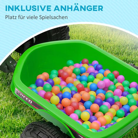 Kinderquad rechargeable vert, 2,5 km/h, remorque incluse, 50 min d'autonomie, pour enfants 1,5 Ă 3 ans (1/5)