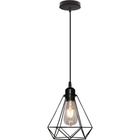Suspension Luminaire Rétro Plafonnier Moderne Lampe À Suspension Vintage Diamant Lustre Éclairage Intérieur E27, Noir (1/5)