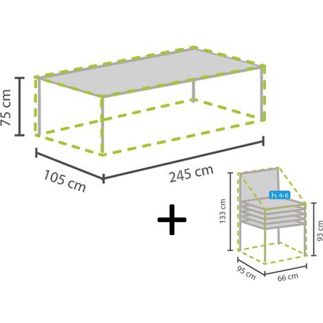 Schutzhüllen Set: 1x Hülle für Tisch max. 240cm + 1x Hülle für 4-6 Stapelsessel (1/5)