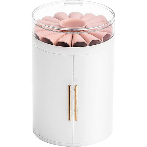 Grande boîte à bijoux avec 5 compartiments et tiroirs pour boucles d'oreilles, colliers, bagues, bracelets et montres (blanche) (1/5)