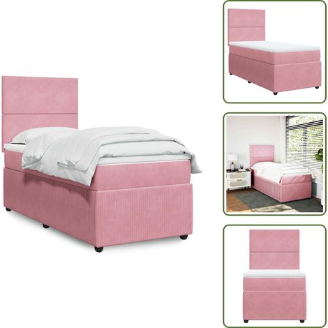 Boxspringbett mit Matratze Rosa 100x200 cm Samt - Boxspringbett - Boxspringbetten - Bett - Betten (1/5)