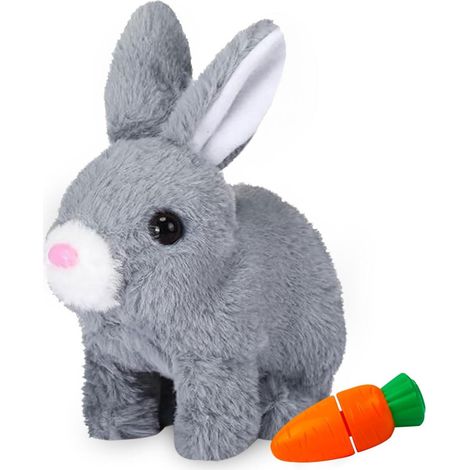 Lapin Sautant, Jouet Lapin Sautant, Lapin Parlant, Peluche Lapin, Oreilles et Nez Bougent, Cadeau Pâques Noël (1/4)