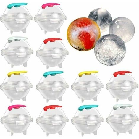 12 Pièces Ensemble de Moules Ice Ball Cube Forme pour Glaçons Géants Ronds pour Whisky, Cocktails, Jus, Bonbons, Gelée, Boisson D'été, Boissons Froides Non Alcoolisées—Couleur Aléatoire