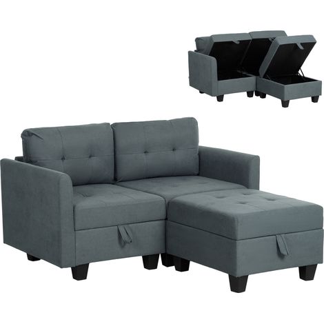 Dark Grey L-Shaped Modular Storage Sofa for Space-Saving Comfort and Stylish Living Room Solutions