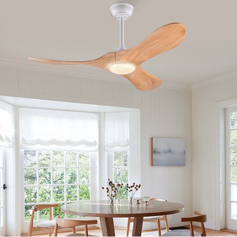 Ventilateur de plafond avec lumière, 42 pouces, 3 pales, 6 vitesses, blanc et naturel HAVRYA (1/5)