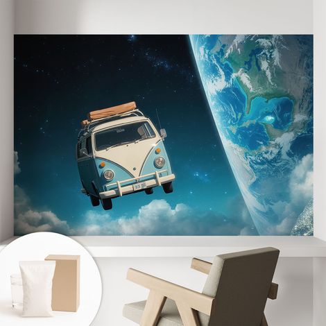 Papier peint intissé décoratif avec motifs pour salon et chambre a motif - Colle incluse gratuite Voyage dans l'espace 104x70 cm (1/5)