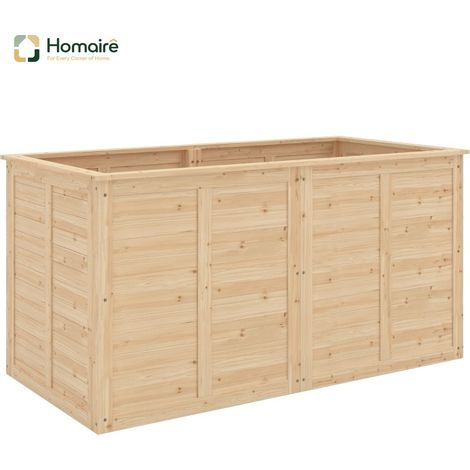 HOMAIRE Hochbeet Holz Erhöhtes Tief Kräuterbeet mit Offenem Boden und Verstärkungsstangen
