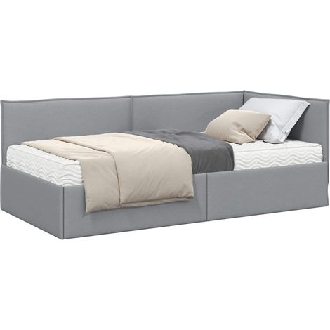Corner Bed Frame with Mattress Manual 2 pcs Light Grey Velvet vidaXL