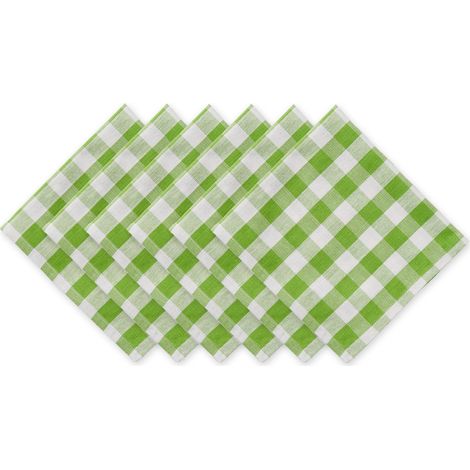 Lot de 6 serviettes de table - Collection à carreaux - Vert pomme (1/5)
