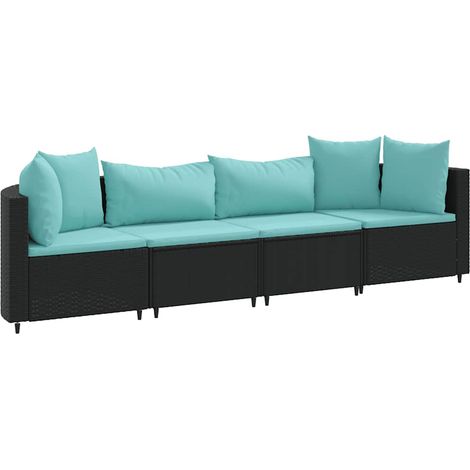 Maison Exclusive - Set Divani da Giardino 4 pz con Cuscini Nero in Polyrattan (1/5)