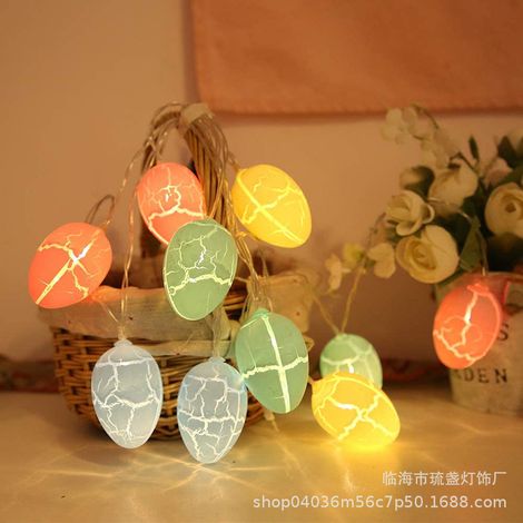 KOWOLL Guirlande lumineuse LED pastel en forme d'œuf de Pâques, à piles, 1,5 m (1/4)