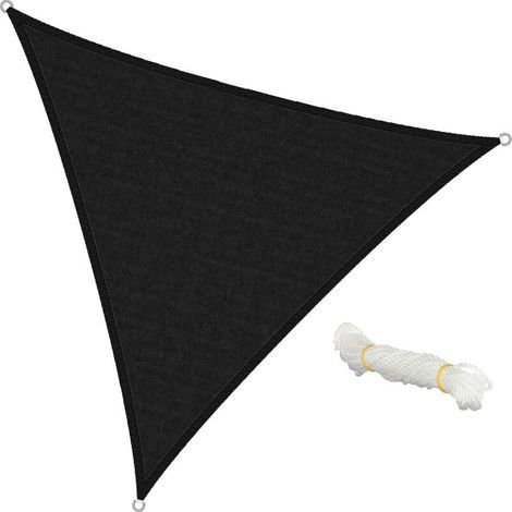 Sonnensegel, gespanntes Segeltuch, dreieckiger Sonnenschirm, schwarz, UV-beständig, mit Zugschnur, Schutzrollo für Balkon, Terrasse, Garten, Hof (1/5)