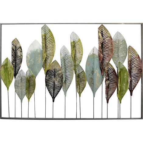 GILDE Wandrelief, rechteckig, ""Palmleaf"", Blattmotiv, Metall, grün, VE 1, L. 5 cm, B. 100 cm, H. 70 cm