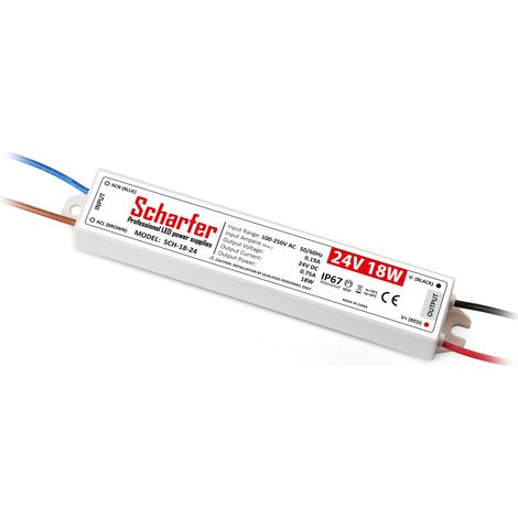 Transformateur LED 220V 24V étanche 18W IP67 0.75A universel Scharfer SCH-18-24 (1/3)
