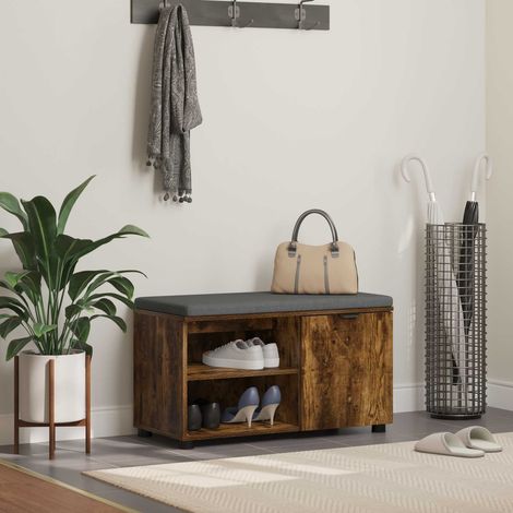 vidaXL Panca per ingresso con porta Quercia Affumicata 80 x 38 x