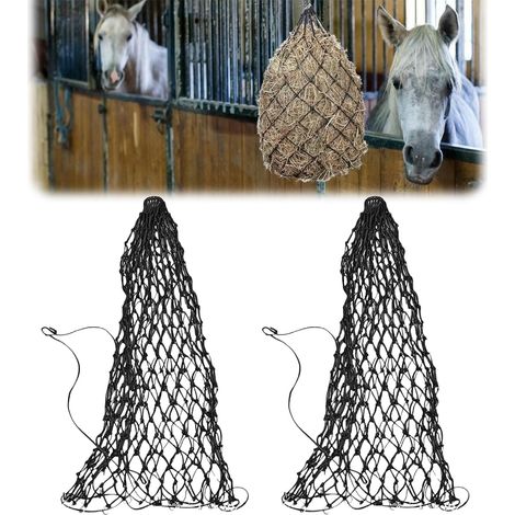Filet à Foin,2pcs Filet à Foin Maille,Filets à Foin à Alimentation,Filet à Foin à Mailles Serrées,Filet à Foin pour Chevaux,Sac à Foin en Polyéthylène,Filet A Foin Extra Large Pour Poneys,Animaux (1/5)