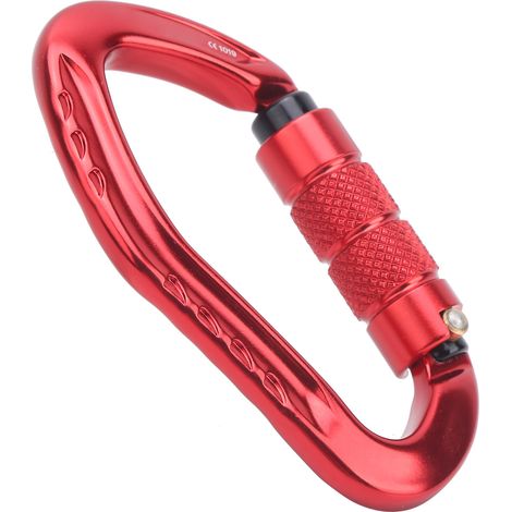Outdoor-Kletterkarabiner aus Aluminiumlegierung mit selbstsichernder Sicherheitsschlaufe, rotes Zubehör (1/5)