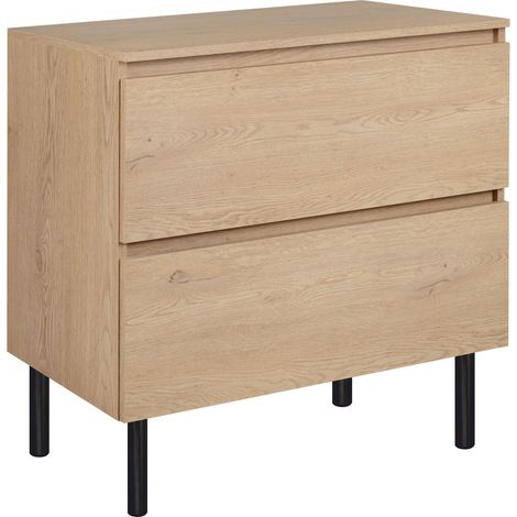 Meuble de salle de bain avec plan de travail supérieur + pieds meuble, couleur : Chêne Clair, 80 x 46 x 82,3 cm (1/5)