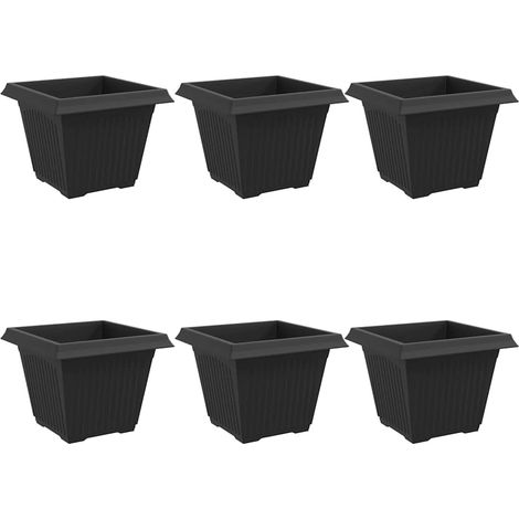 Maison Exclusive - Quadratischer Blumentopf 6 pcs Schwarz 43 x 43