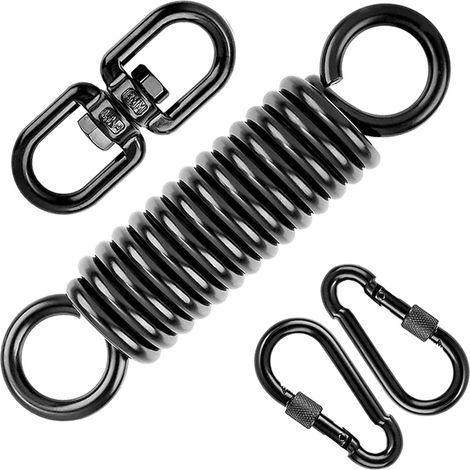 Swinging spring for hanging chair, hanging chair with 2 carabiners and 360° swivel hooks, carabiner, load capacity up to 250 kg, suspension spring for bag (1/5)