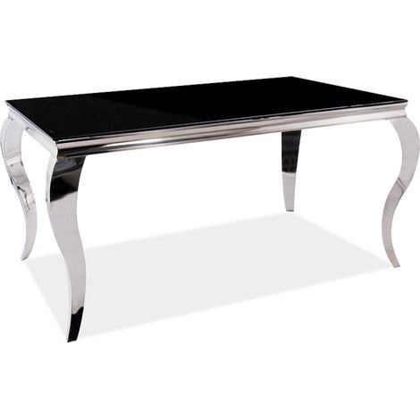 Table baroque métal et verre trempé noir 150cm Bolti (1/5)