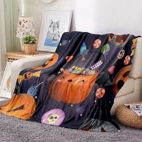 Couverture d'Halloween 75 cm x 100 cm, idéale pour les lits de fête - 27 (1/4)
