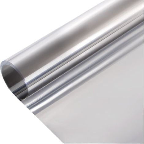 Transparent one-way thermal insulation film for windows, self-adhesive, 30 cm x 1 m, double-sided silver. (1/5)