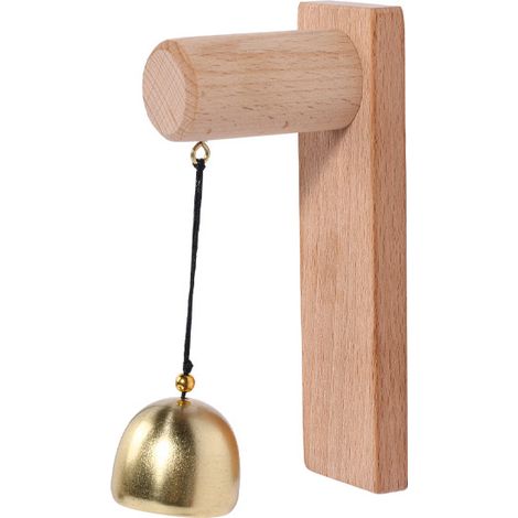 Set mit 2 Türglocken – Vintage-Windspiele aus Holz mit Messingglocken – Einzigartige Hängedekoration für Geschäftseingänge