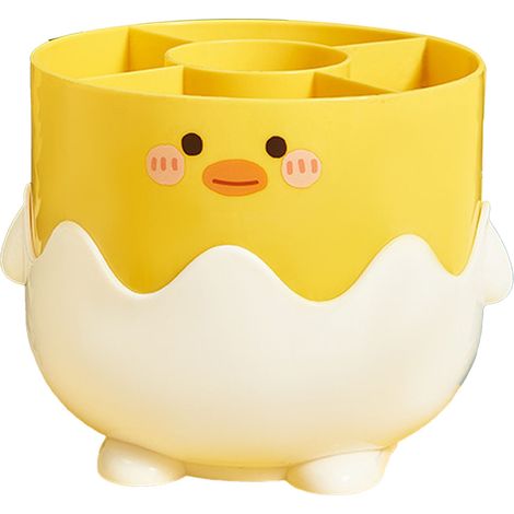 Petit canard jaune pot de rangement compartimenté pour pinceaux maquillage, seau plastique cosmétique (1/5)