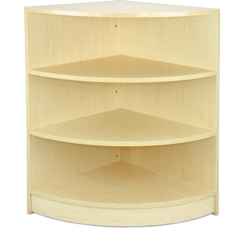 Mostrador Esquinero Curvo LM60 MDF color Arce 60x60x90cm Diseño modular compacto 3 estantes Ideal para tiendas y comercios Fácil Montaje Mostrador Recepción Expositor Comercial Mesa Recepción