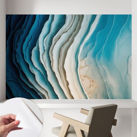 Papier peint autocollant adhésif avec imprimé motifs uniques apparence moderne Vagues d'harmonie 104x70 cm (1/5)