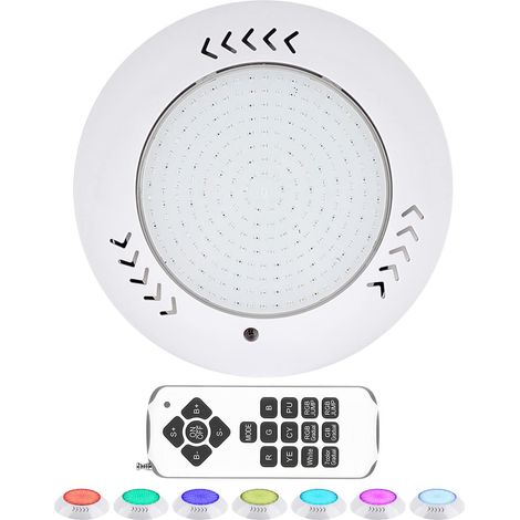 Projecteur de piscine multicolore RGB 18 W, étanche IP68, submersible, LED avec télécommande pour décoration de piscine, fêtes, festivals, fontaines [AC/DC12V A+++]