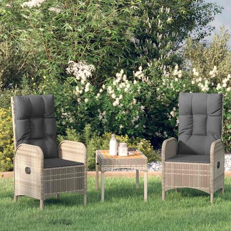 vidaXL Sillas de jardín 2 unidades ratán sintético gris (1/5)