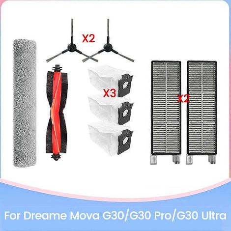 Pièces détachées pour aspirateur Dreame Mova G30/G30 Pro/G30 Ultra : brosse, filtre HEPA, sac à poussière, chiffon de nettoyage à chenilles