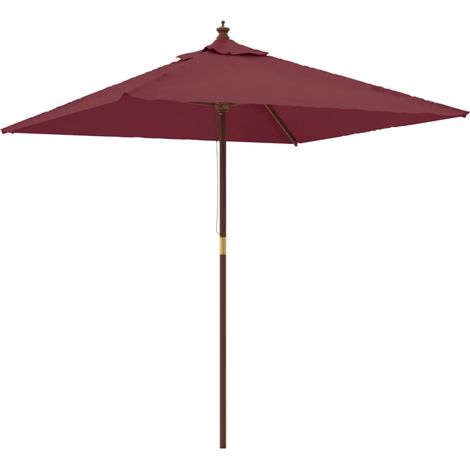 Sombrilla de jardín con mástil de madera 198 x 198 x 231 cm color burdeos 020008348