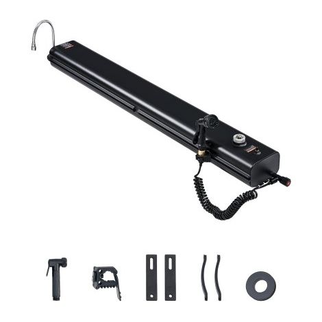 Réservoir d'eau pour galerie de toit, 26,5 L, réservoir d'eau sous pression pour douche de camping, en aluminium, 2 panneaux anti-éclaboussures, rainure en T, port de pressurisation, pour coffre (1/3)