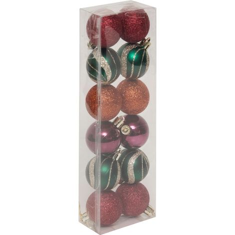 Déco de sapin Lot de 12 Boules de Noël D 4 cm - Vert et Rose - Feeric Christmas (1/5)