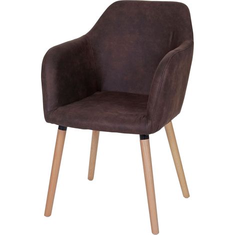 [JAMAIS UTILISÉ] Chaise de séjour / salle à manger Malmö T381, style rétro des années 50, tissu, vintage marron foncé