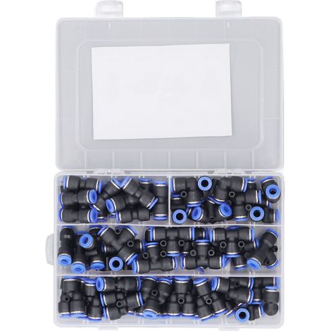 Kit de 60 raccords pneumatiques à connexion rapide, diamètre extérieur 1/4 pouce, ensemble de connecteurs pour tuyau d'air comprimé (1/5)