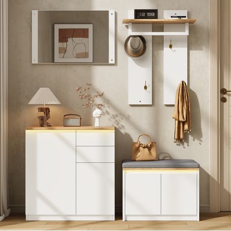 Meuble TV avec rangement 200x40x42 cm MDF noir, LED pilotée par application - CHICFURN (1/5)