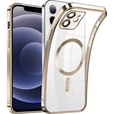 Funda para iPhone 12, Electro MagSafe, color dorado + protector de pantalla (1/5)
