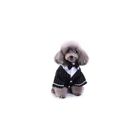 Costume noir pour chien avec nœud papillon, chemise de smoking habillée pour chiot, costume de mariée sombre pour chat, vêtements de mariage de prince, XL (1/5)