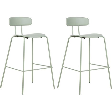 Set di 2 sedie da bar Sgabelli da bar altezza banco Seduta in plastica Gambe in metallo Verde Chiaro Sibley