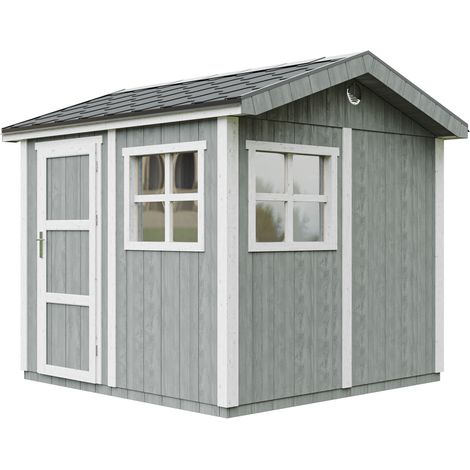Abri de Jardin Qualité Premium 5,9 m² - H252x250x294 cm - Construction de Panneaux LP Smartside - Avec un sol et des bardeaux bitumineuxs - Timbela M913-CAVERN STEEL (1/5)