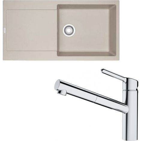 Pack évier XL Maris Fragranit café crème 970 x 500 x 200 mm + mitigeur Orbit douchette - Franke (1/5)